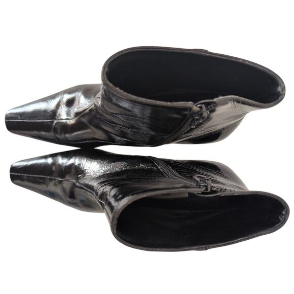 VTG Patent Leather Kitten Heel Ankle Boots Women 9 Minimalist Classic Capsule - Picture 5 of 9